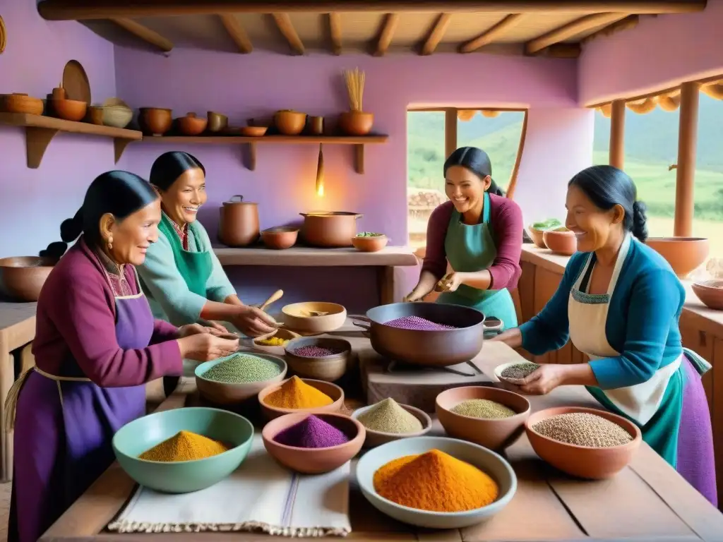 Una familia peruana prepara recetas ancestrales en una cocina cálida y acogedora