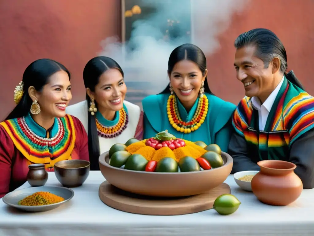 Una familia peruana tradicional espera con emoción un rocoto relleno, rodeados de color y tradición