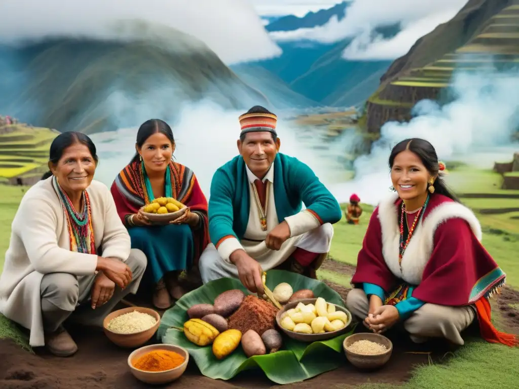 Una familia peruana tradicional preparando Pachamanca en los Andes: ritual ancestral cocina moderna