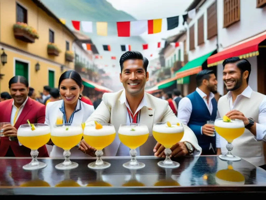 Un festival vibrante en Lima, Perú durante la competencia anual del Pisco Sour