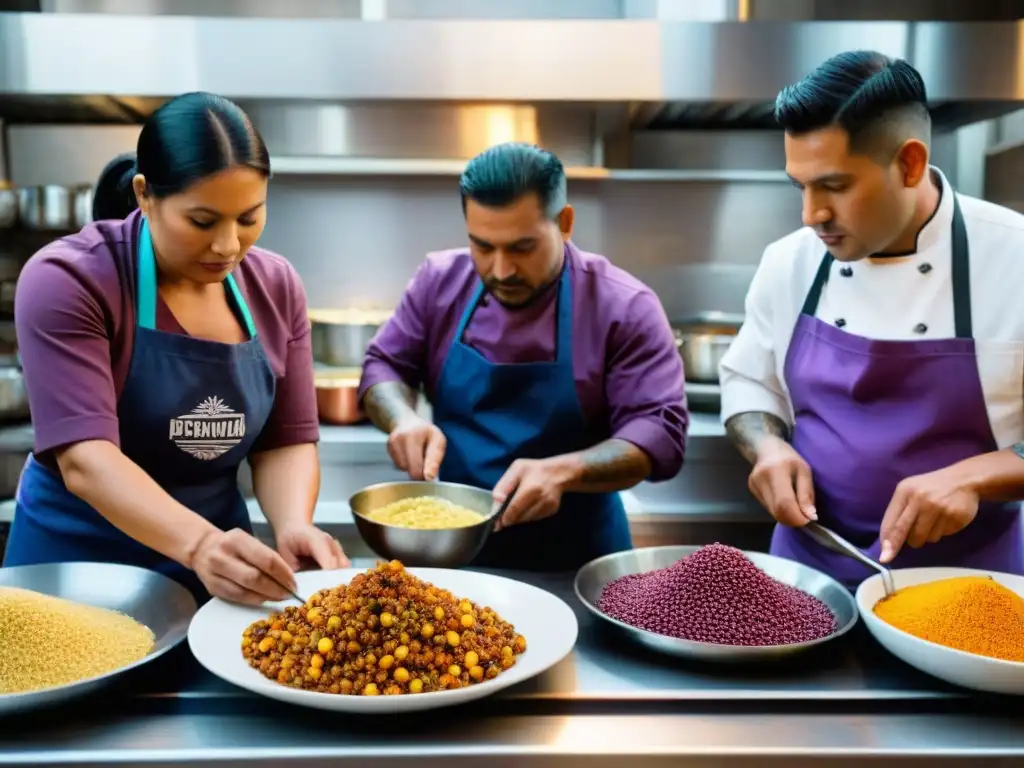 Un grupo diverso en una cocina peruana, chefs y exreclusos crean juntos platos con ingredientes autóctonos