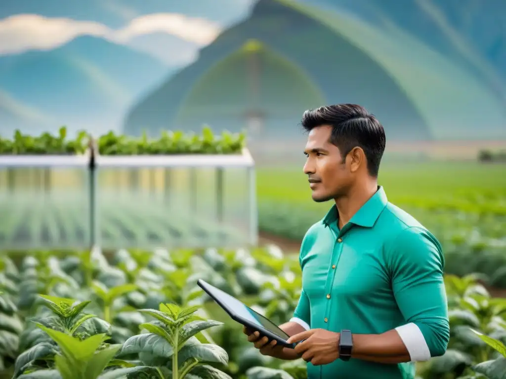 Un grupo diverso de fundadores de startups agrícolas peruanas innovadoras se enfoca en tareas en invernadero moderno