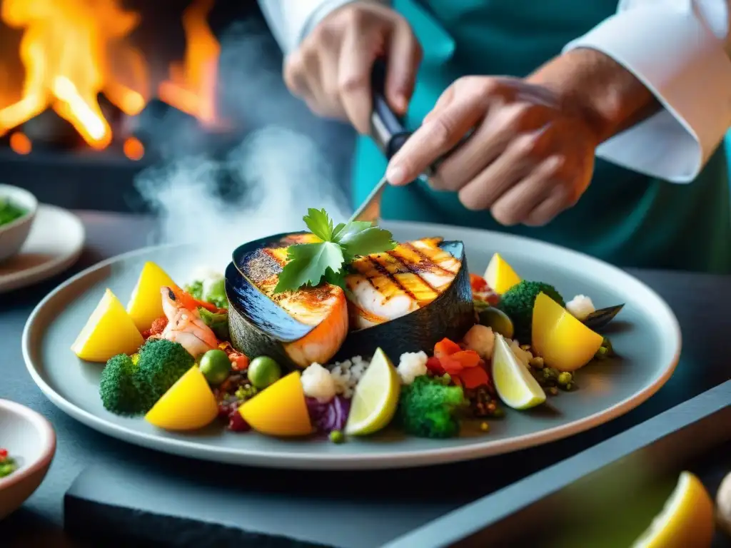 Las hábiles manos del chef combinan mariscos y carnes andinas en talleres de cocina mar y montaña