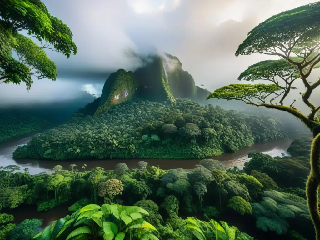 Imagen detallada de la exuberante selva amazónica en Perú, resaltando su biodiversidad