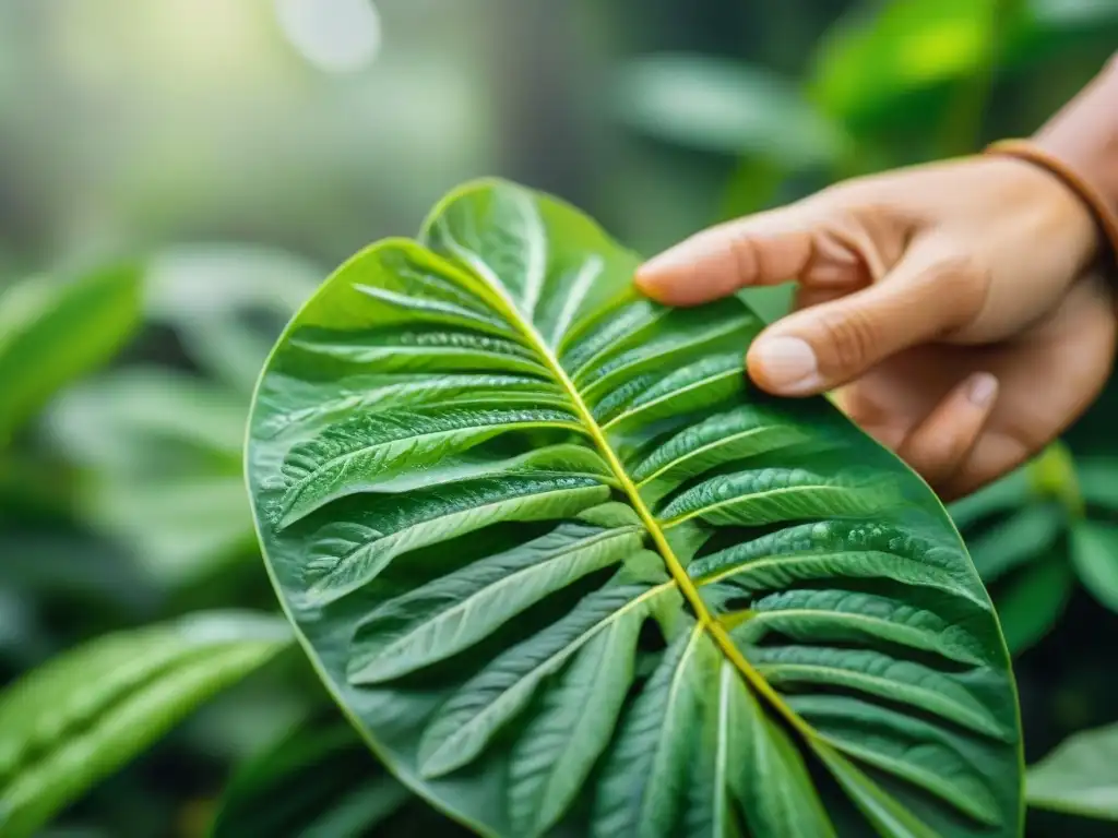 Imagen detallada de una planta de caigua verde en un jardín exuberante, resaltando su forma única