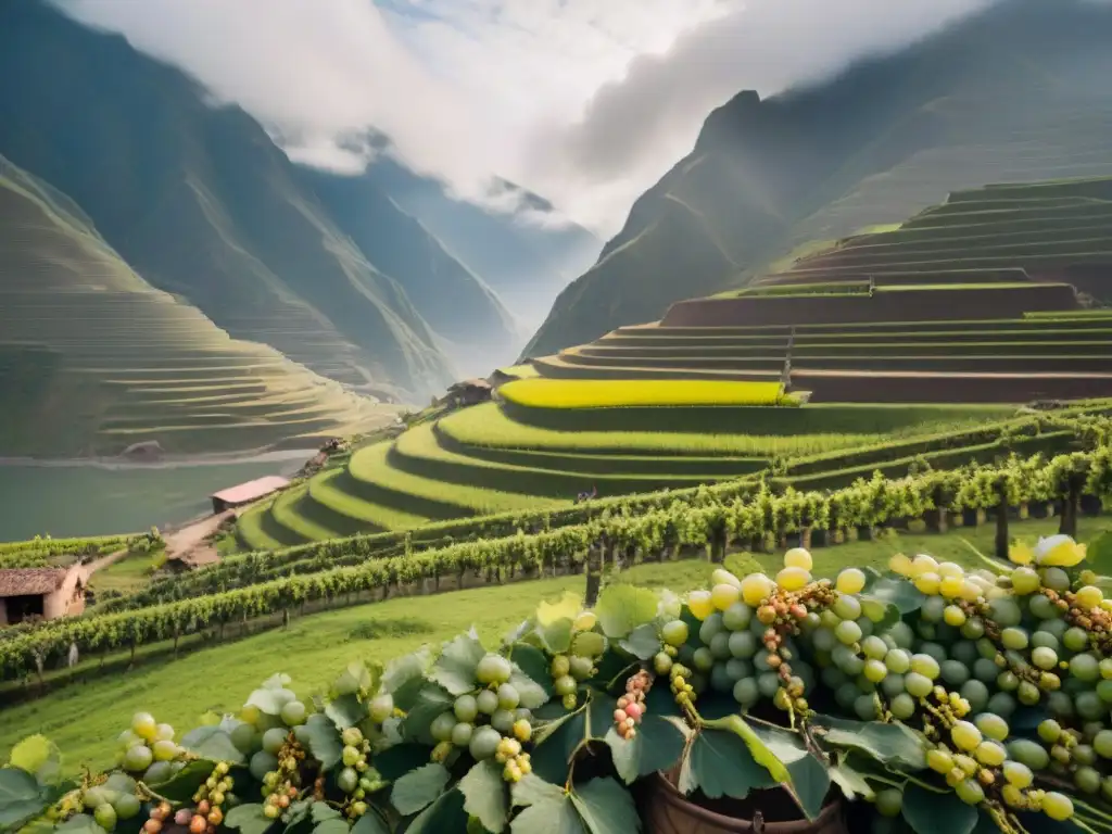 Una impactante fotografía documental de alta resolución que muestra el proceso de destilación del Pisco en una tradicional destilería peruana