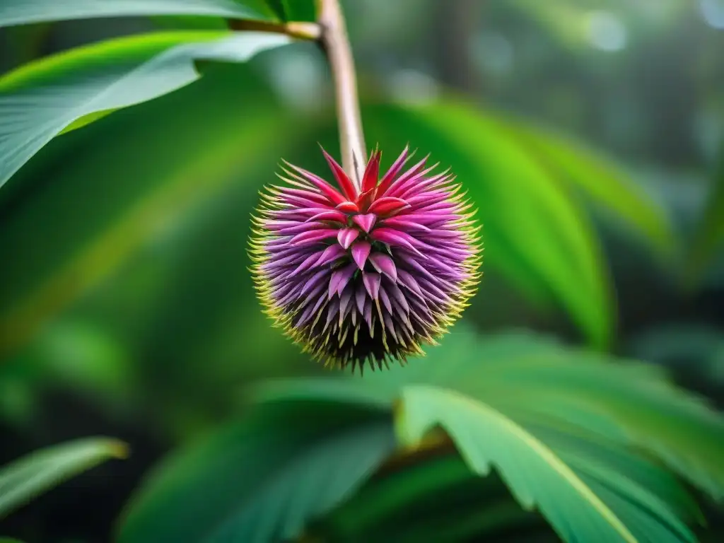 Imponente palmera de acai en la exuberante selva amazónica, con bayas moradas