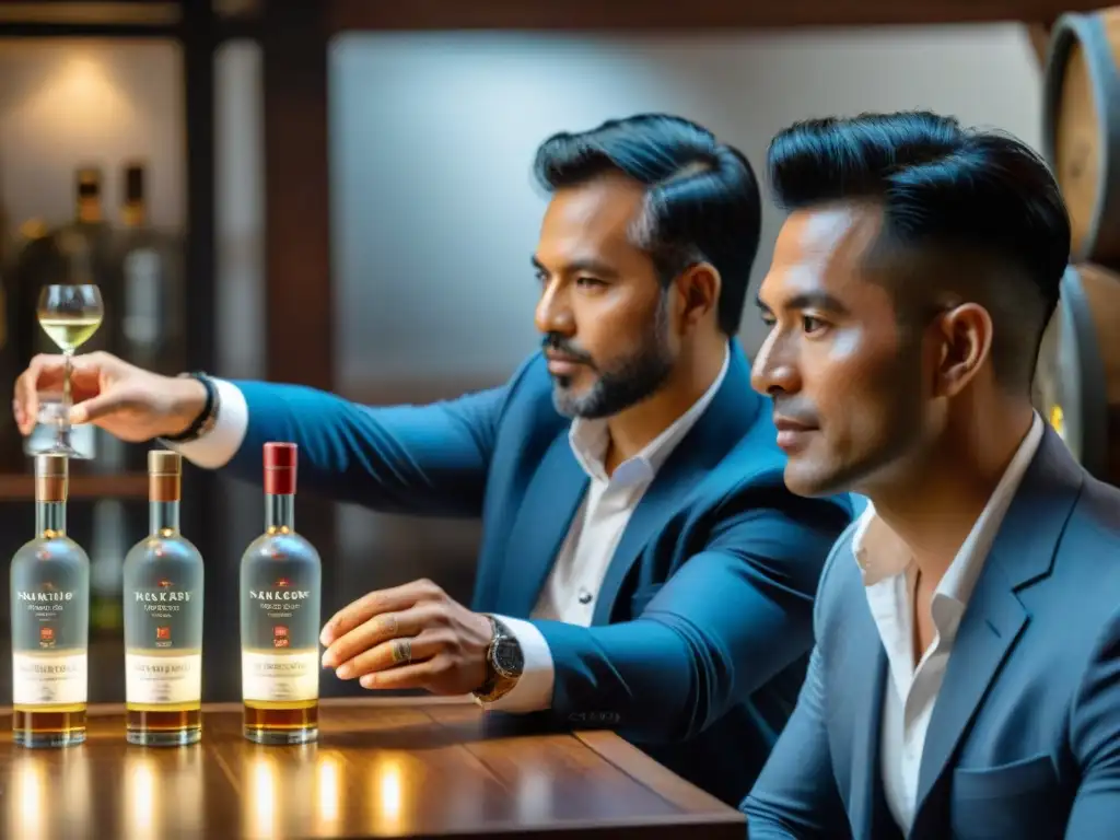 Innovadores detrás piscos autor degustando con pasión en bodega peruana