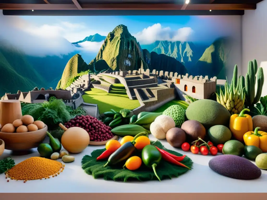 Instalación artística: fusión culinaria peruana Una instalación artística que fusiona elementos culinarios peruanos con expresión moderna, destacando la rica identidad culinaria peruana