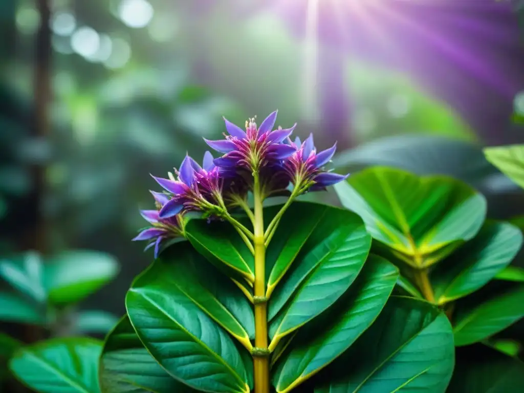 Intrincada belleza de plantas Sacha Inchi en la exuberante selva amazónica, simbolizando sus beneficios y usos