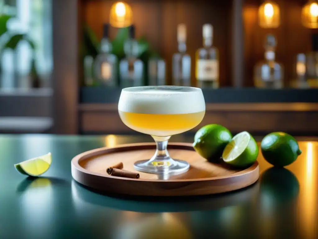 Un juego de copas de cristal artesanales para servir Pisco Sour