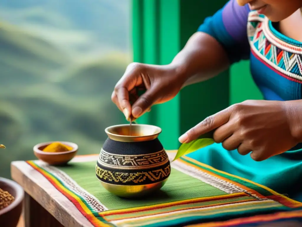 Un maestro artesano peruano moldeando a mano una taza tradicional para Mate de Coca, mostrando la artesanía detrás del Té peruano utensilio correcto