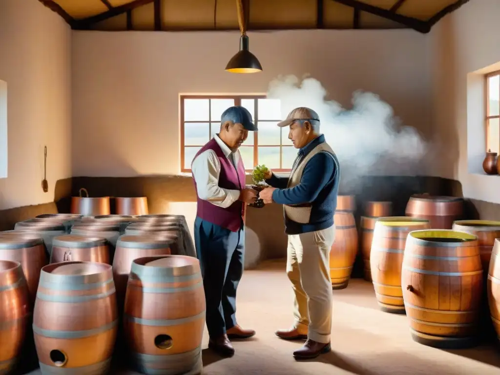 Un maestro destilador crea Pisco en una destilería tradicional peruana