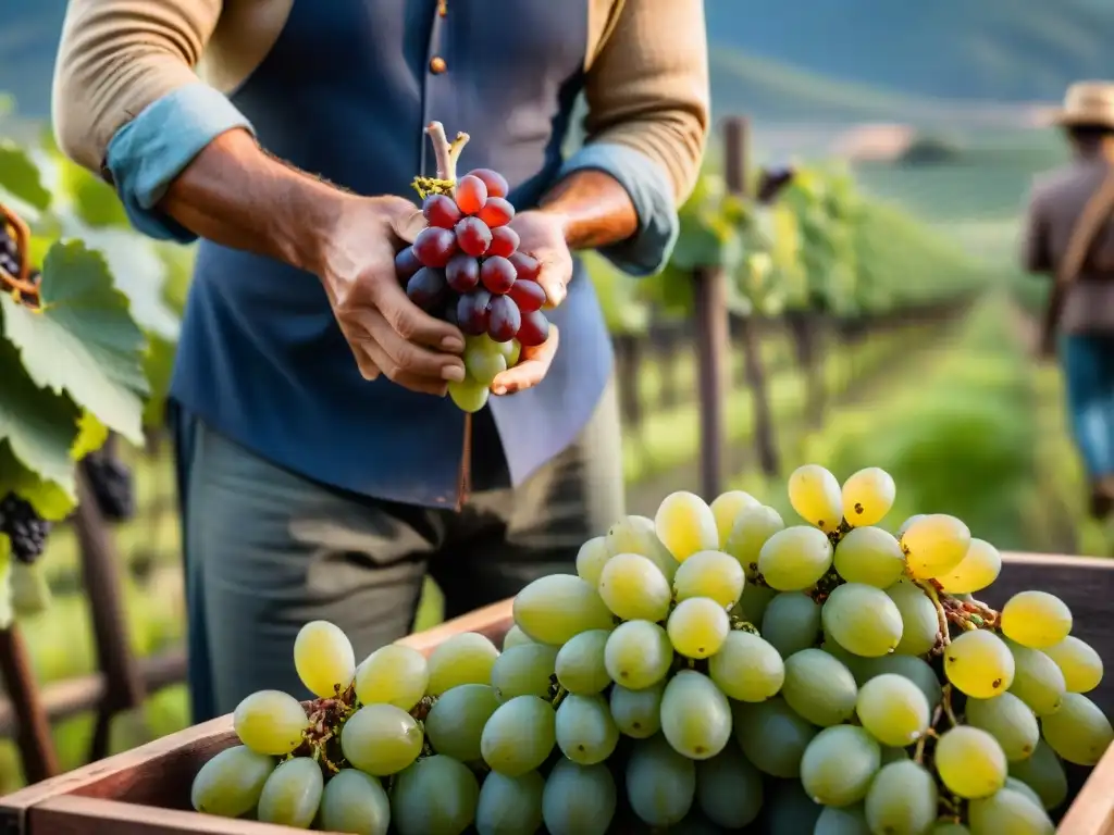 El maestro destilador selecciona uvas maduras para innovadores piscos de autor