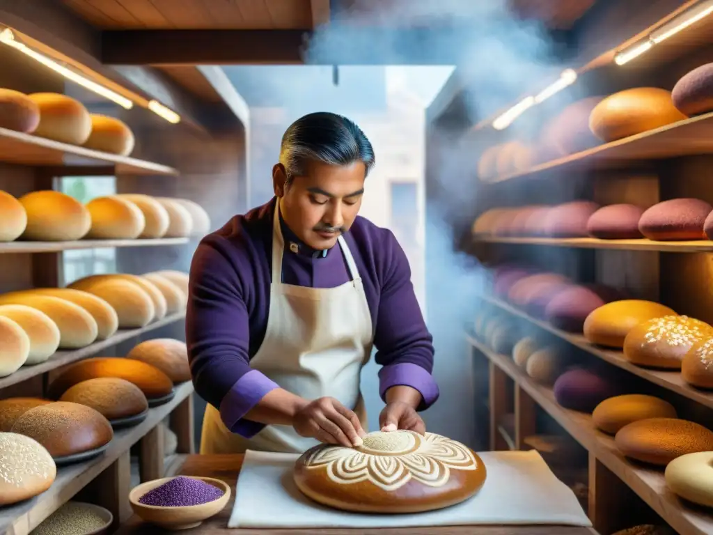 Maestro panadero peruano moldeando pan de chancay con arte ancestral Maestro panadero peruano moldeando pan de chancay con técnicas ancestrales en curso de panadería peruana ancestral
