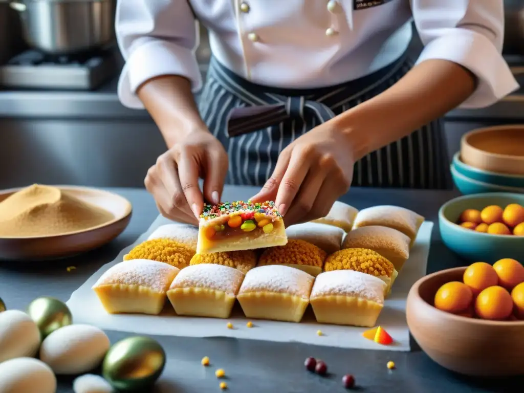 Un maestro pastelero elaborando turrón de Doña Pepa