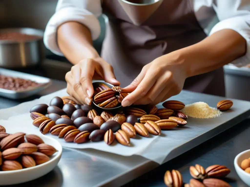 Un maestro repostero peruano elaborando chocotejas en una cocina tradicional