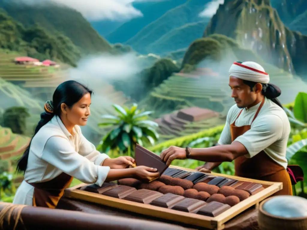 Maestros Chocolateros del Perú creando chocolate artesanal en campos de cacao, historia chocolate peruano autóctono