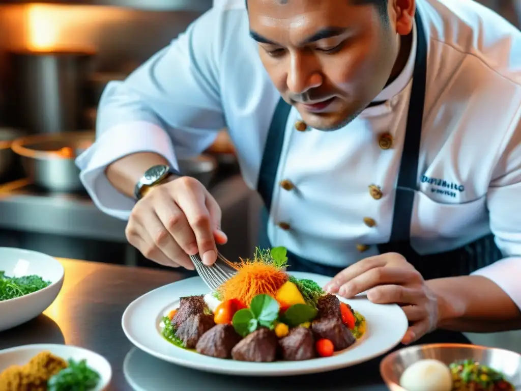 Presentación magistral de comida peruana con técnicas visuales