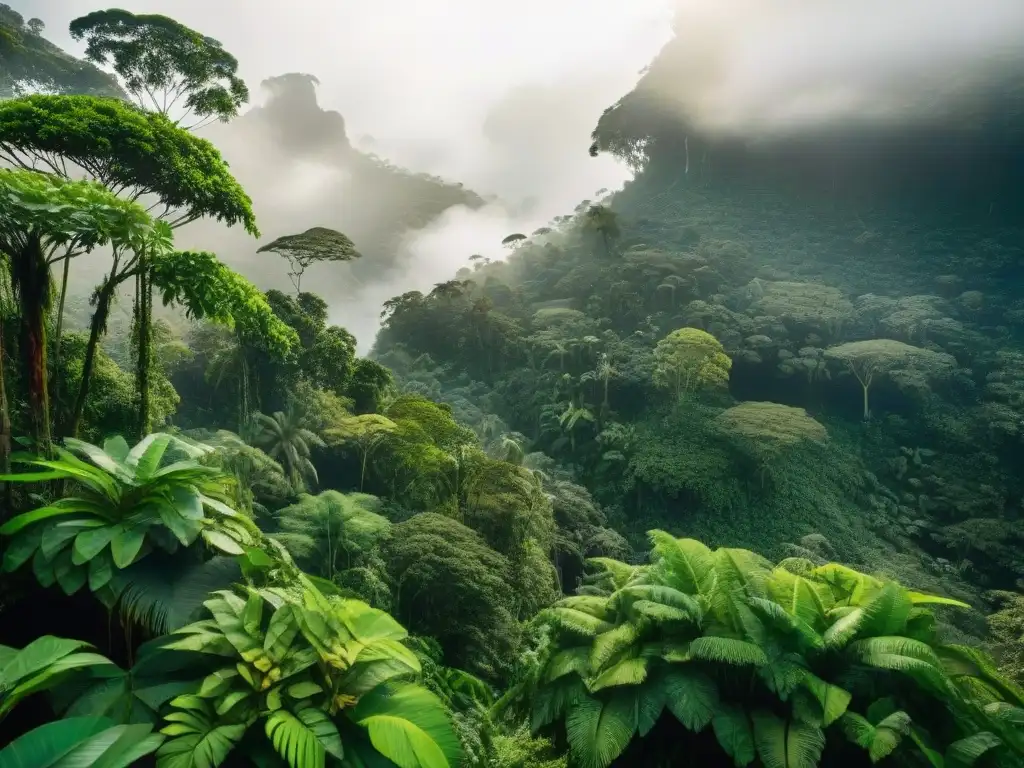 Un majestuoso paisaje de la selva amazónica, resaltando su biodiversidad