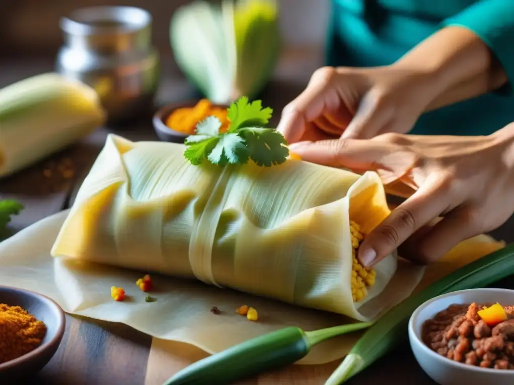 Unas manos habilidosas crean tamales peruanos: diversidad y sabor