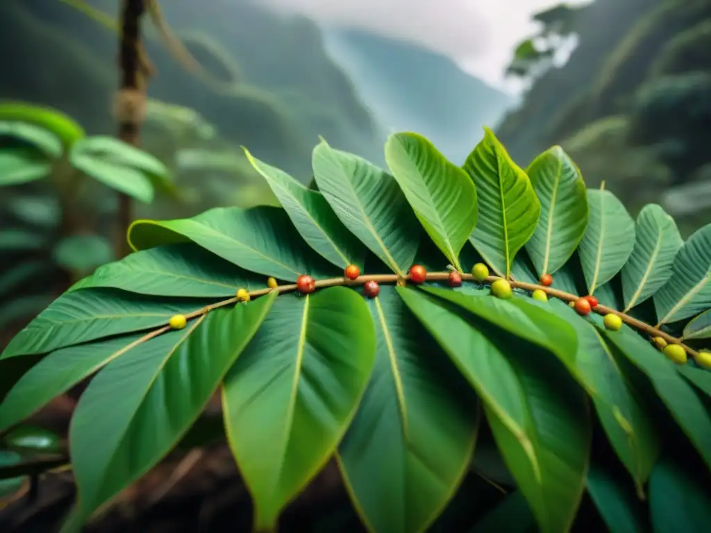 Maravilloso paisaje de la selva peruana con plantas de Sacha Inchi