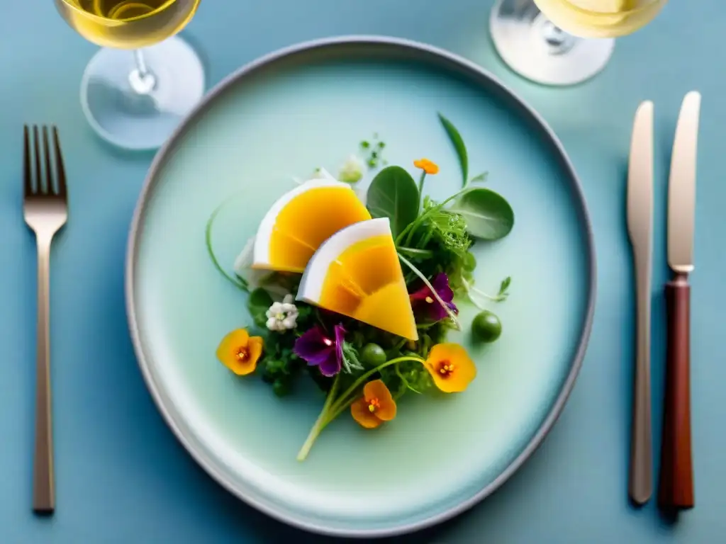 Maridaje perfecto: ceviche peruano y Chardonnay dorado en elegante presentación