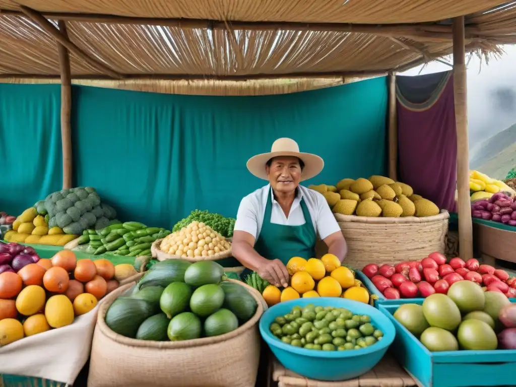 Un mercado bullicioso en Perú, con frutas y verduras indígenas únicas