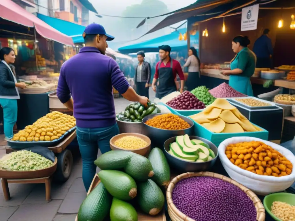 Un mercado callejero vegano en Perú con platos veganos innovadores