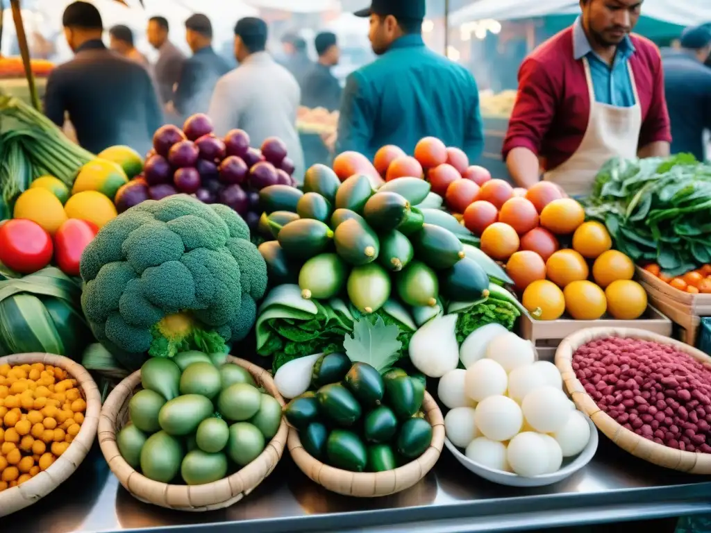 Mercado de comida en Lima, Perú, con vibrante gastronomía peruana en el extranjero