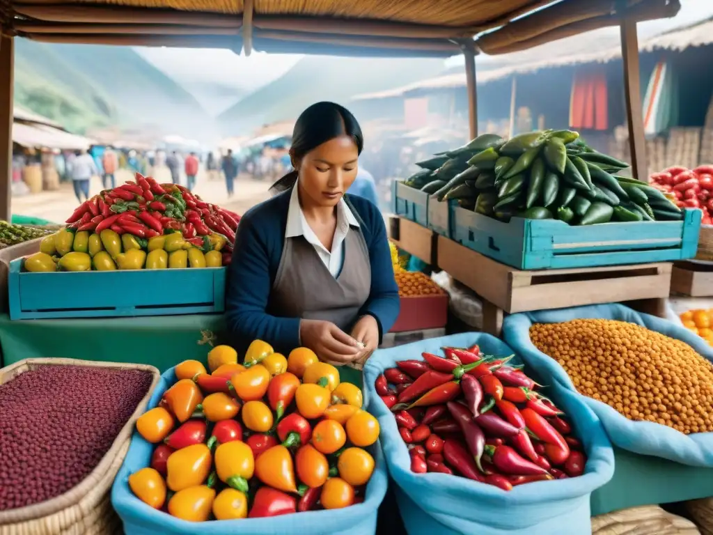 Un mercado local bullicioso en Perú