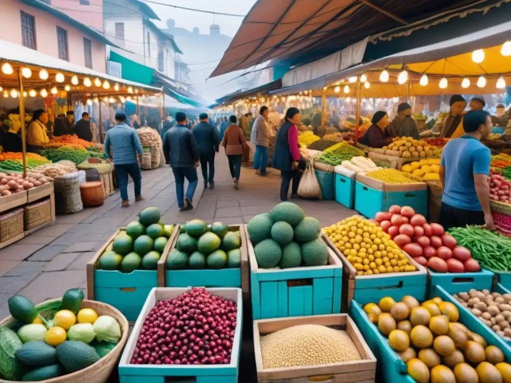 Mercado local en Lima, Perú: variedad de ingredientes frescos y coloridos para comida casera limeña auténtica