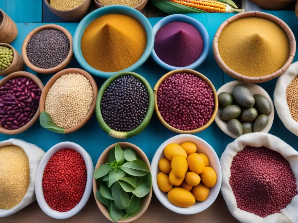 Mercado peruano: colores y sabores auténticos Un mercado peruano bullicioso y colorido con ingredientes autóctonos de la cocina peruana