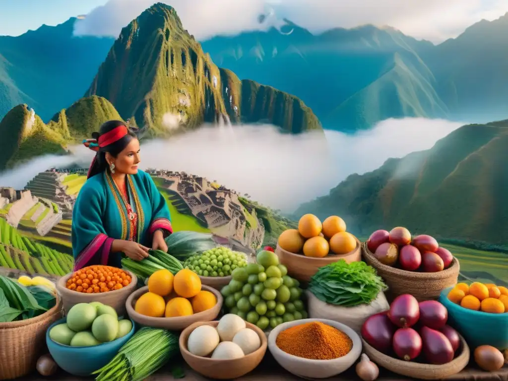 Un mercado peruano bullicioso, lleno de colores y sabores únicos