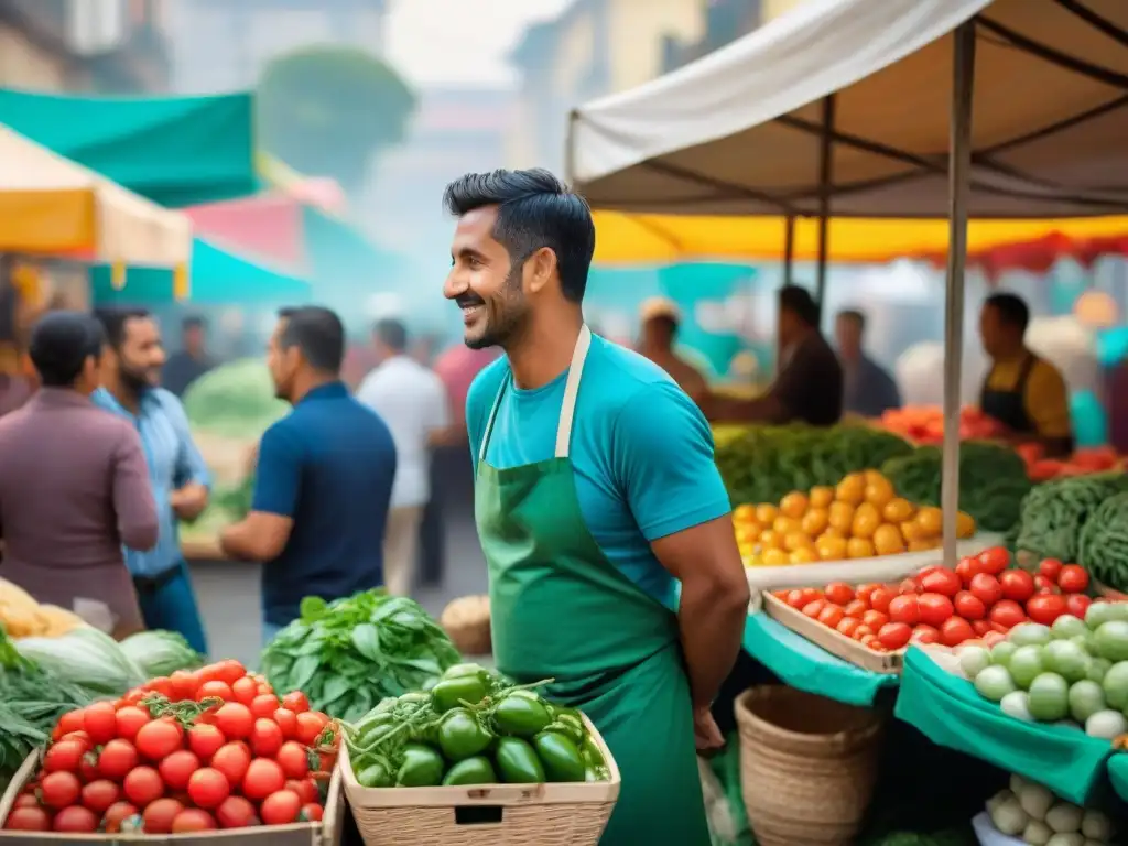 Fotografía de mercado peruano con influencia de la inmigración italiana: intercambio cultural entre chefs