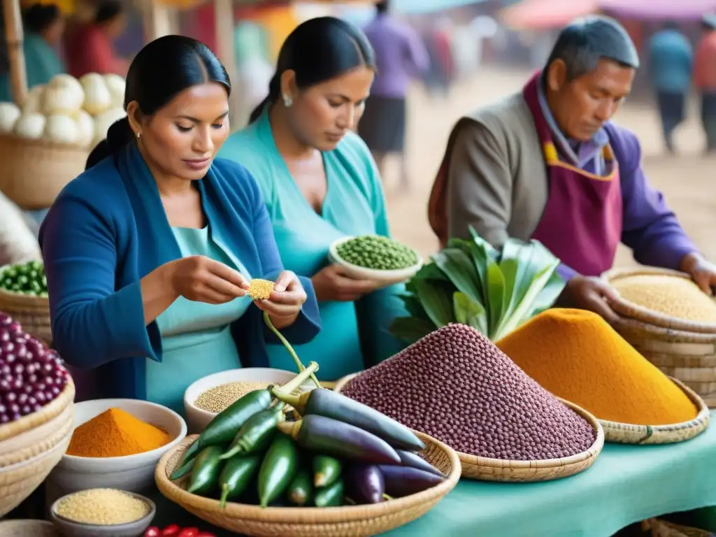 Explora un mercado peruano con ingredientes autóctonos en gastronomía peruana