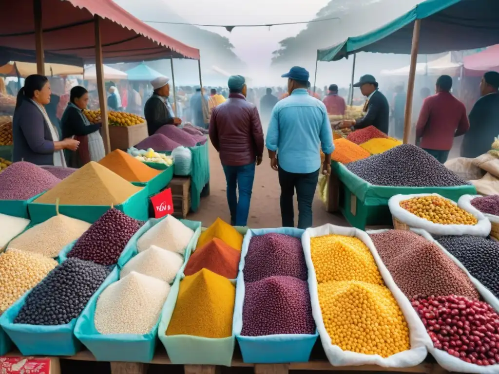 Un mercado peruano rebosante de coloridos ingredientes autóctonos