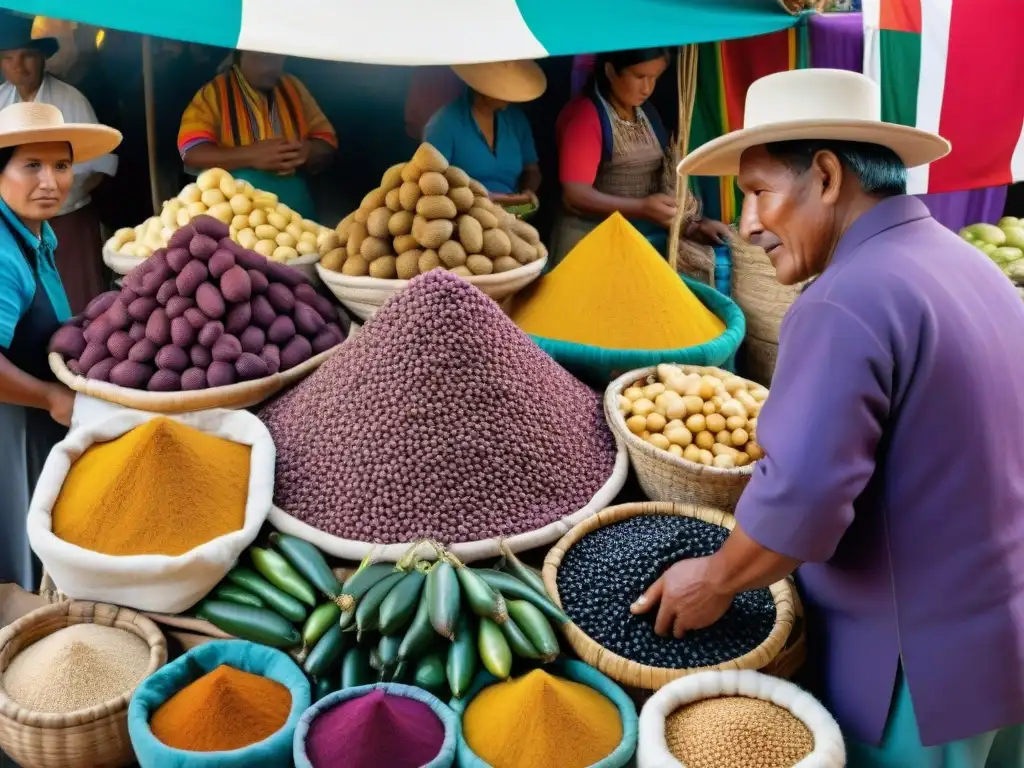 Un mercado peruano rebosante de ingredientes autóctonos gastronomía peruana