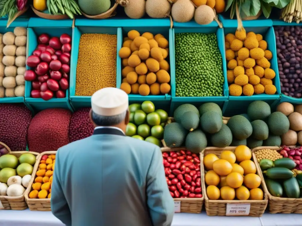Un mercado tradicional peruano rebosante de colores y sabores autóctonos