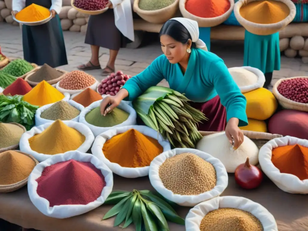 Un mercado tradicional en Arequipa rebosante de colores y sabores, donde la gastronomía peruana en Arequipa tradicional cobra vida