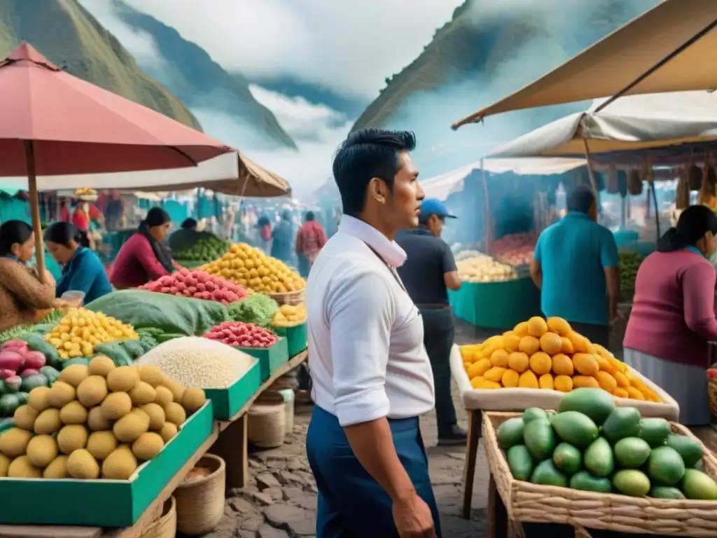 Mercado vegetariano en Perú: colorida gastronomía peruana vegetariana deliciosa y autóctona