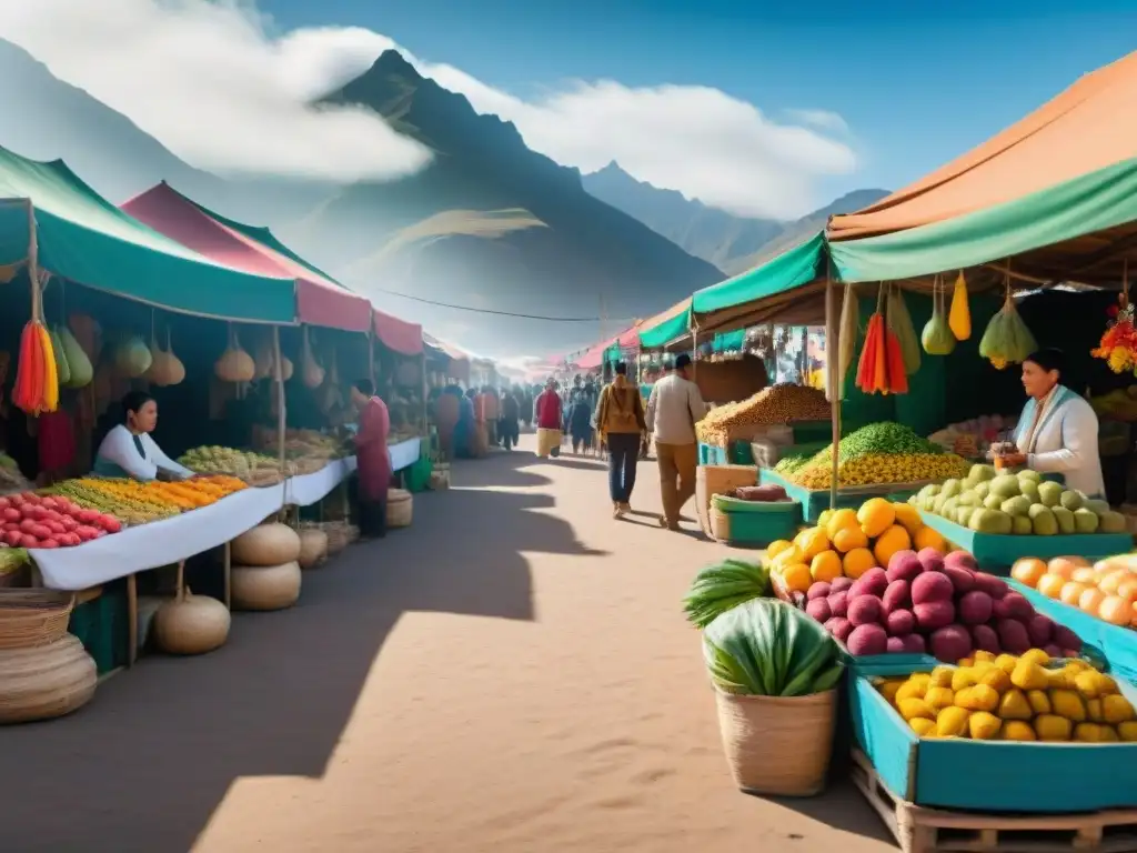 Un mercado vibrante en Ica, Perú, repleto de colores y sabores locales