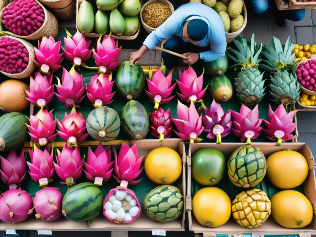 Mercado vibrante de frutas en Lima con sabores exóticos cena lujo