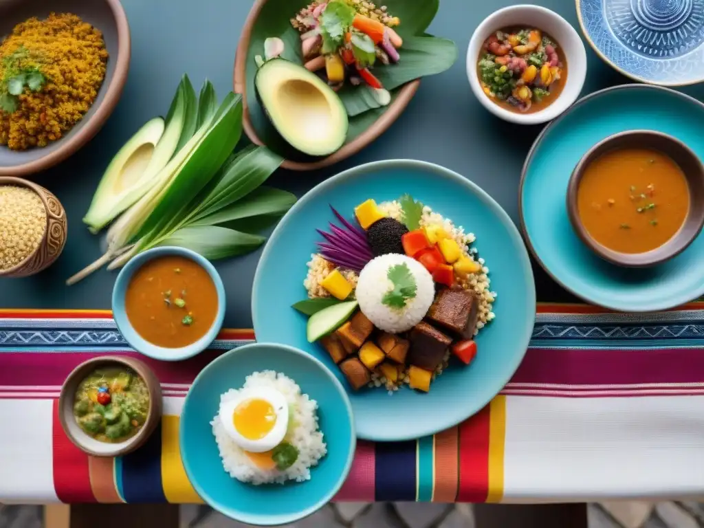 Mesa decorada con cenas temáticas gastronomía peruana en evento, fusionando sabores amazónicos y andinos