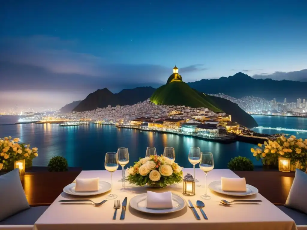 Mesa elegante en restaurante de lujo en Lima, ideal para cenas de negocios