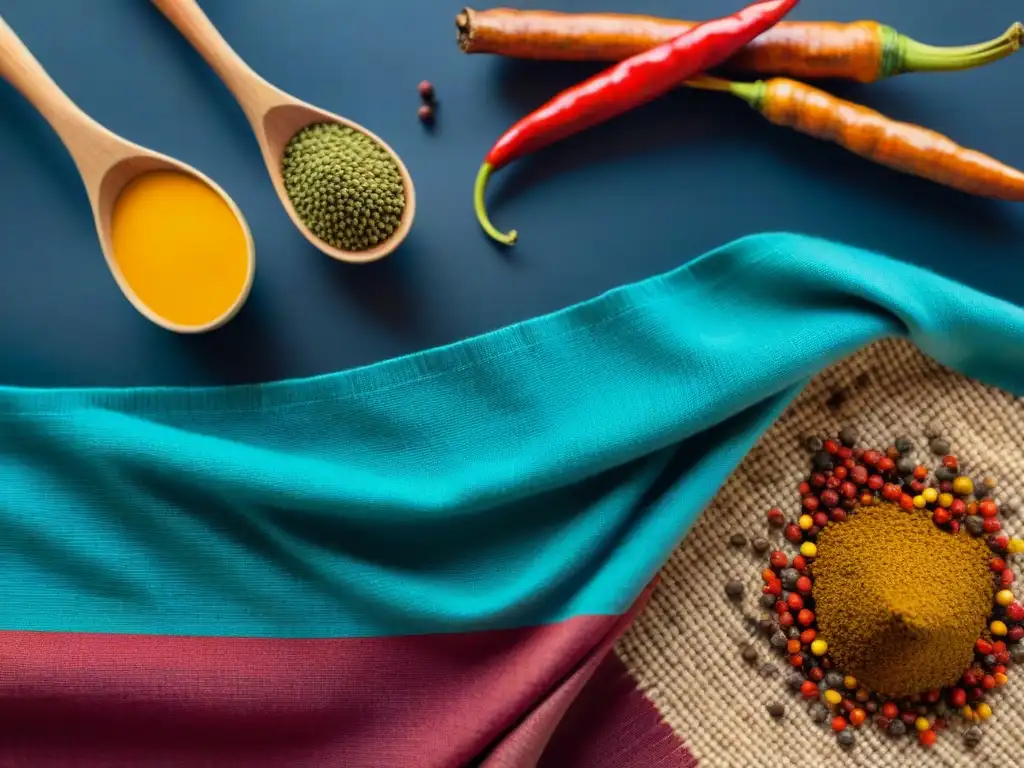 Mezcla de especias afroperuanas en textil tradicional: influencia africana en gastronomía peruana