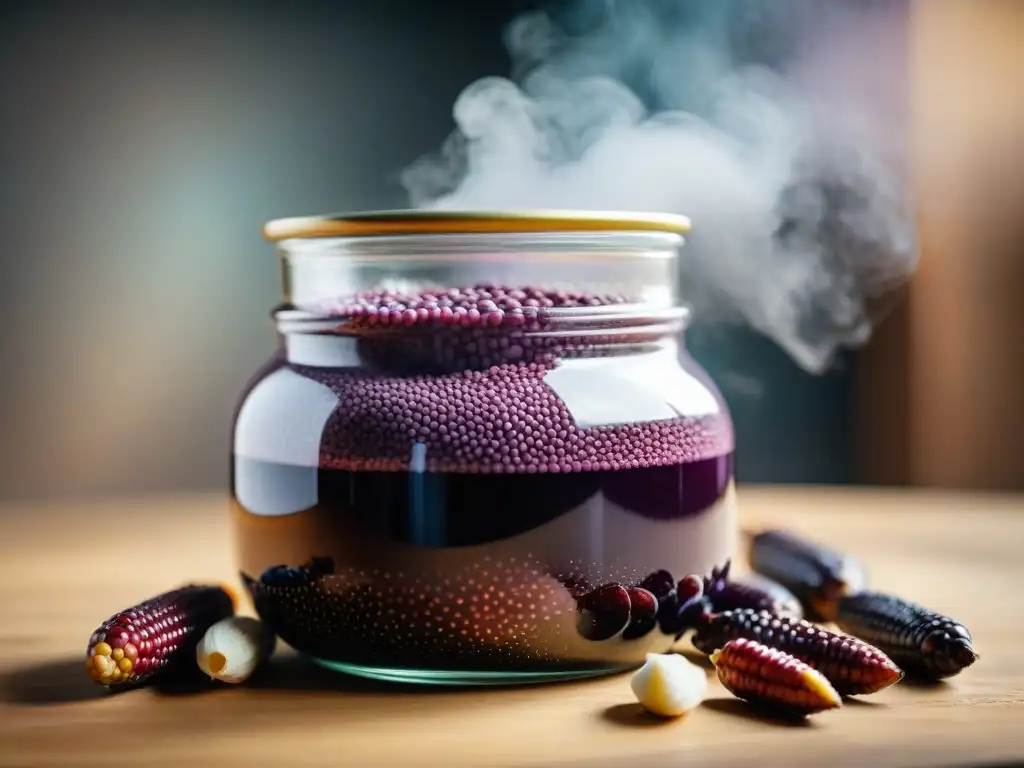 Maíz morado fermentando en chicha, resaltando los beneficios de la fermentación en la cocina peruana