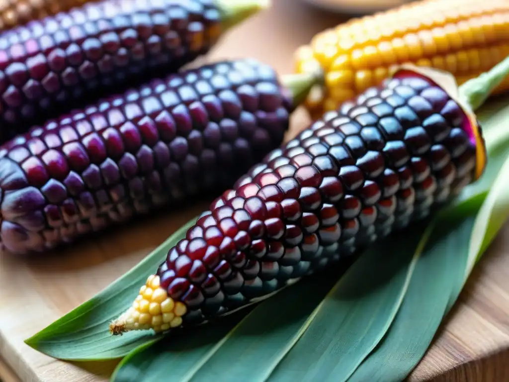 Maíz morado vibrante y detallado realza propiedades antioxidantes