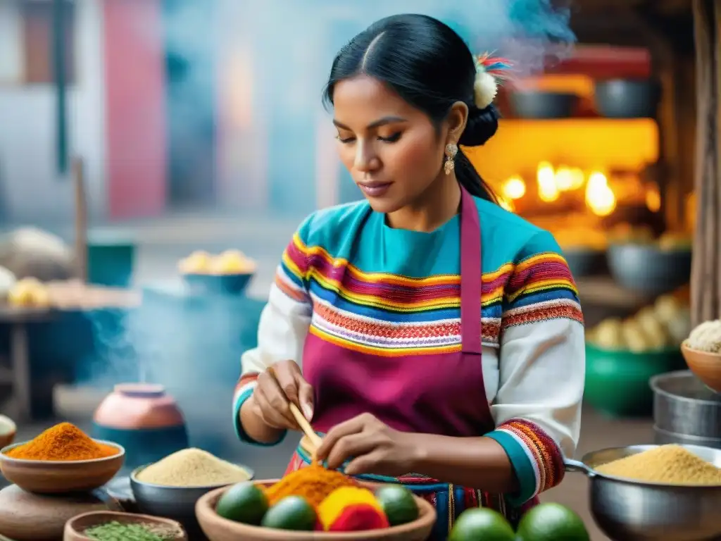 Una mujer Afroperuana preparando plato fusionado de Gastronomía peruana herencia africana