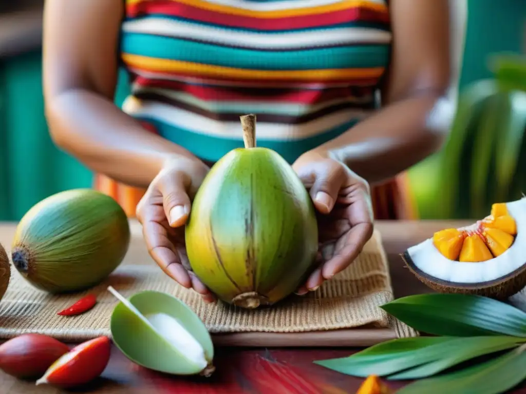 Una mujer peruana prepara cocona para refresco de cocona receta original